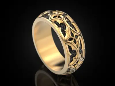Gothic ornament Ring pattern 3D print model