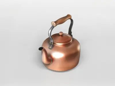 Vintage Copper Teapot 3D Model 3D model