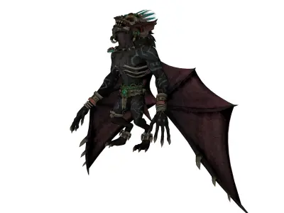 High Quality 3D Model  Fantasy Demon Bat Creature Low-poly 3D model