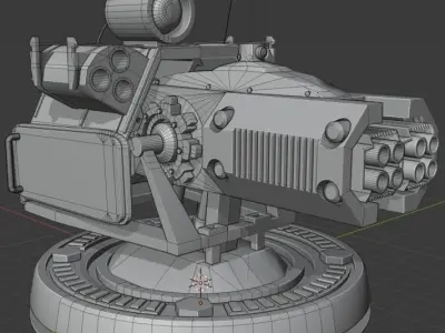 Turret military weapon Low-poly 3D model