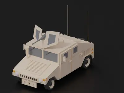Cartoon HUMVEE Military Hummer Collection Low-poly 3D model