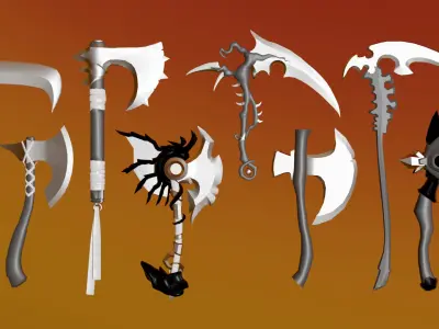 100 Fantasy Weapons Basemesh Pack V2 Low-poly 3D model