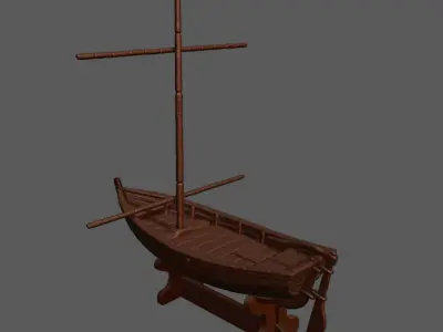 Sailboat 3D Print wooden boat 3D print model