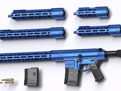 AR LR 308 Modular Rifle 7in-18in Low-poly 3D model