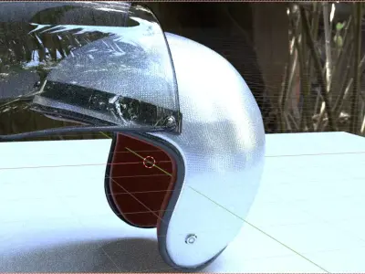 Motorcycle Helmet with Visor Vintage Low-poly 3D model