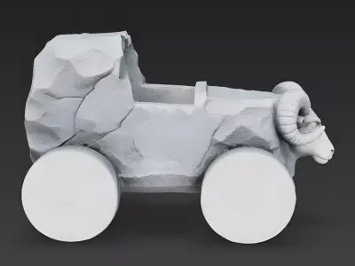 Ram-Rock Primitive Stone Vehicle 3D Model Low-poly 3D model