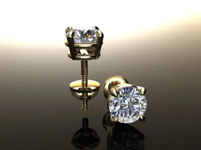 4-Prong Solitaire Earring 5MM 3D print model