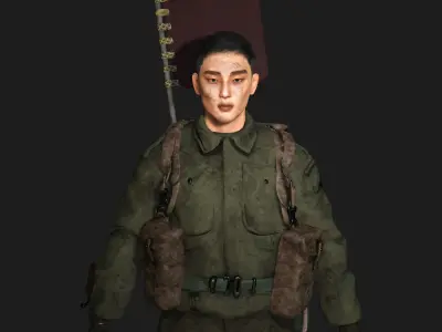 AAA 3D REALISTIC ASIAN MALE CHARACTER - JAPANESE ARMY Low-poly 3D model