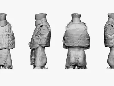 001300 army green top body armor shield 3D model