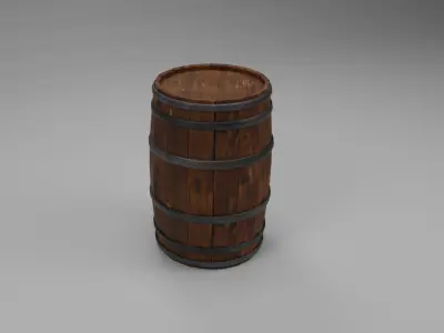 Wooden Barrel High-Poly 3D Model  3D model