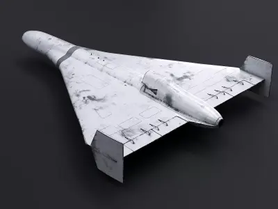 Aged White Geran-3 Shahed-238 Jet-Powered Kamikaze Drone Low-poly 3D model