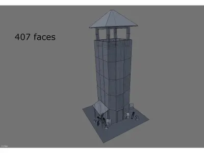 low poly middle ages tower Free low-poly 3D model