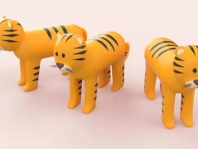 Cartoon Tiger Animal Style Cute Low-poly 3D model