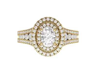 Oval Art Deco Ring 3D print model 5