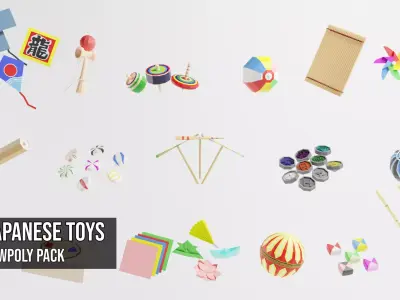 Japanese Toys Pack Low-poly 3D model