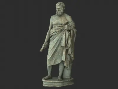 Greek Man Statue - Bronze Low-poly 3D model
