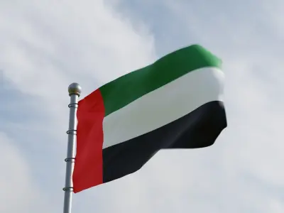 Animated United Arab Emirates UAE Flags 3D model