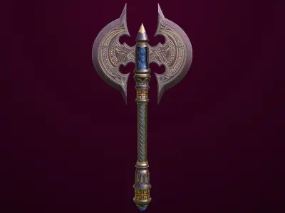  Battle Axe 02 All PBR Unity UE Textures Included  Low-poly 3D model