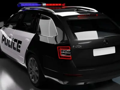 Police Skoda Octavia Low-poly 3D model