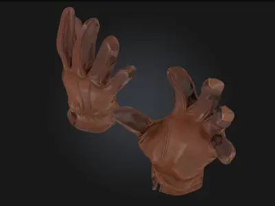 Leather Gloves Display Stylish Handwear 3D model