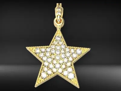 FIVE 5 POINT STAR PENDANT NECKLACE CHARM BRACELET  3D print model