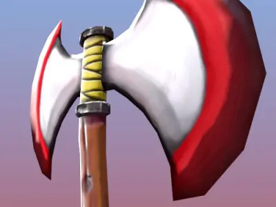 Cartoon Battle Axe Low-poly 3D model