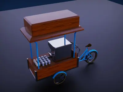 Bike coffee shop Low-poly 3D model