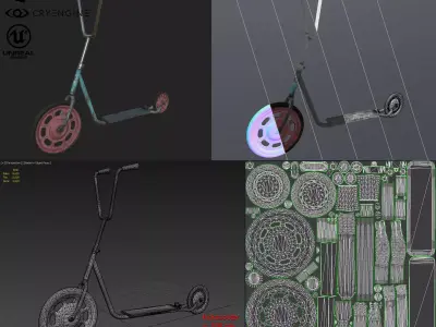 Old Soviet kick scooter Low-poly 3D model
