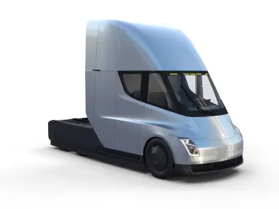 Tesla Truck with Chassis and Interior Silver 3D model