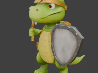 Cartoon Dinosaur Stylized Game-Ready 3D Model with PBR Textures Low-poly 3D model