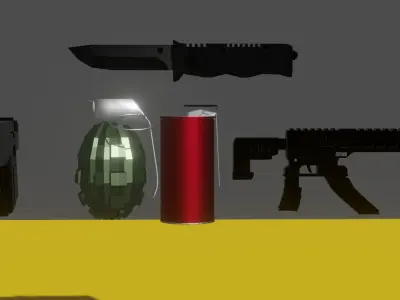 Tactical Weaponry Essentials Pack  3D Low Poly Game Ready Models Free low-poly 3D model