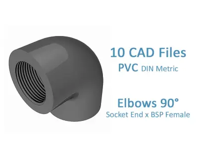 PVC Elbows 90 Degrees - Socket x BSP Female Free 3D model