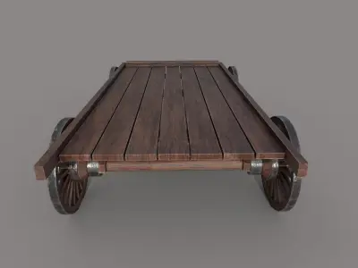 Wooden Cart Low-poly 3D model 23
