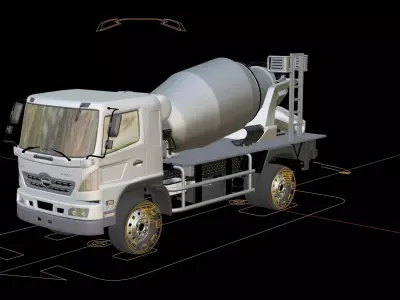 Hino Jumbo Ranger FM 320 Concrete Mixer Rigged BK 3D model