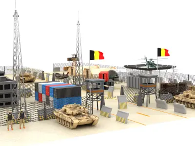 Belgium Military Base Low-poly 3D model