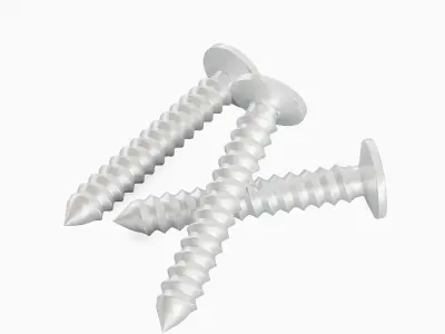 Aluminium Screw Set Low-poly 3D model