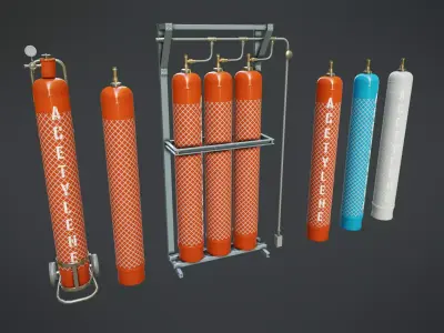 Gas Cylinder 1 Low-poly 3D model