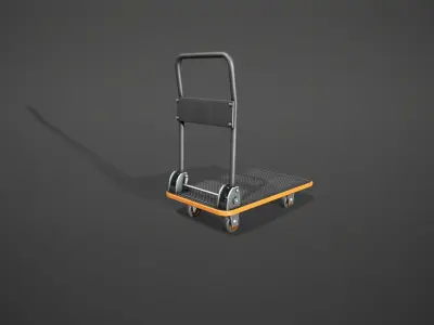 Folding Platform Truck - Trolley - Orange Accents Low-poly 3D model