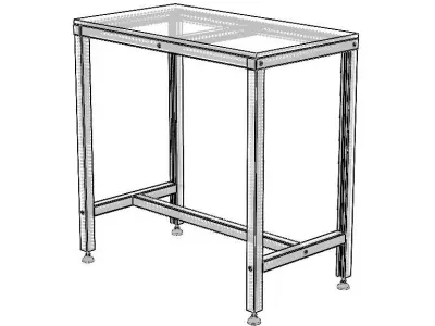900x500 Single Open T-Slots Bench 3D model