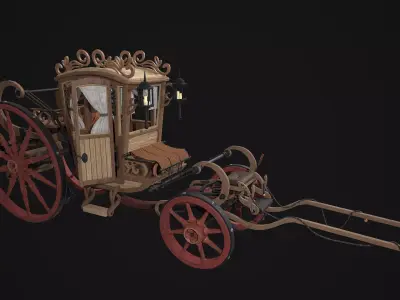 Vintage carriage Low-poly 3D model