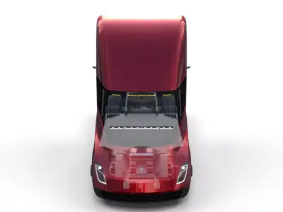 Tesla Truck with Chassis and Interior Red 3D model