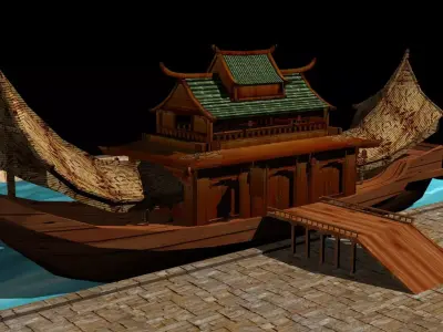 Chinese house boat  3D model