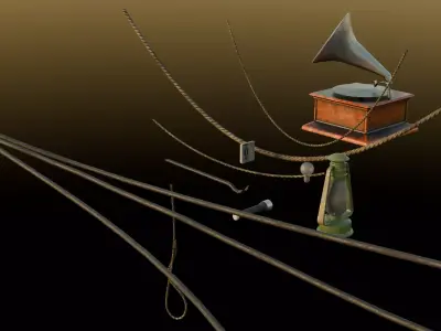 Pack random props mid-poly game-ready Low-poly 3D model