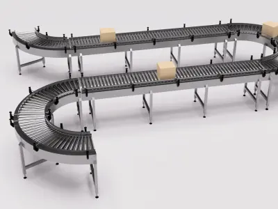 Roller Conveyor Belt 3D Model Assembly 3D model