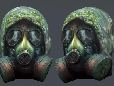 Gas mask helmet 3d model military combat fantasy cyborg  Low-poly 3D model buy