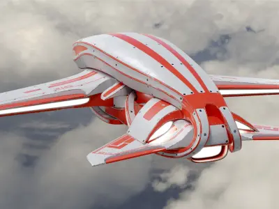 Futuristic airplane  Low-poly 3D model