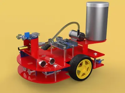 AUTONOMOUS FIRE FIGHTING ROBOT VEHICLE EXTINGUISHER SPRAYER UGV 3D model