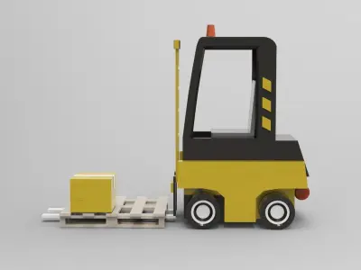 Industrial Forklifts Excavate  Free low-poly 3D model