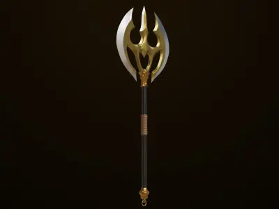 Battle Axe06 Bronze All PBR Unity UE Textures Included Low-poly 3D model
