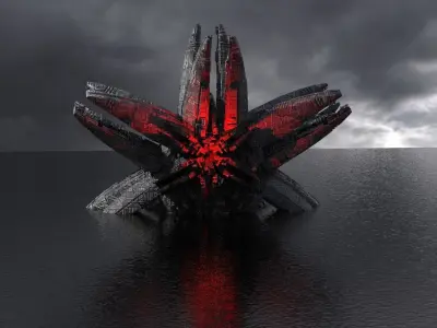 Dark Star Flower Ship design Kitbash 3  Low-poly 3D model
